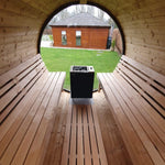 330cm Spruce Barrel Sauna | Thermowood | Terrace | Wood-Fired or Electric.