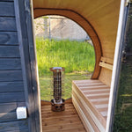 Compact 160cm Terrace Barrel Sauna | Harvia electric heater.