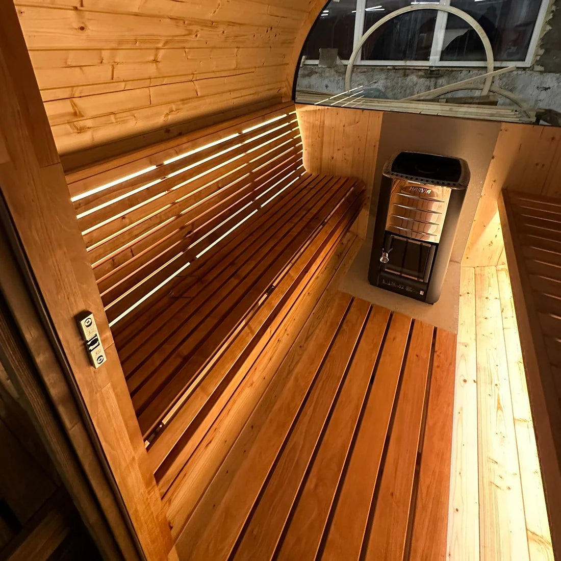 280cm Spruce Barrel Sauna | Thermowood | Terrace | Wood-Fired or Electric.