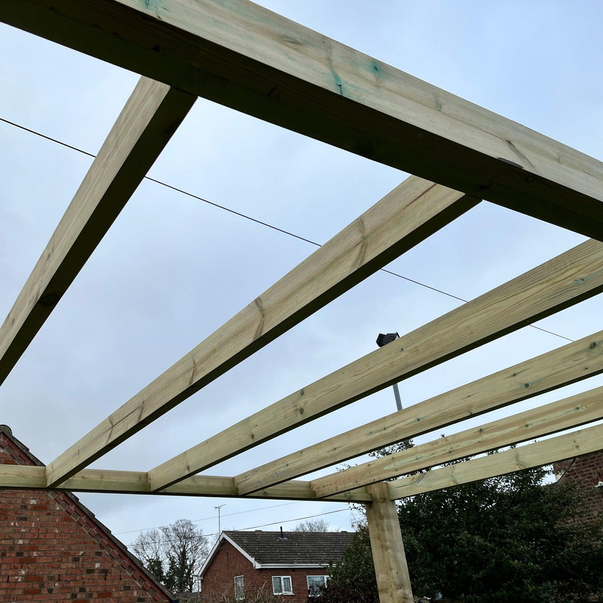 Heavy Duty Timber Box Pergola Complete DIY Kit, Tanalised Redwood Timber, various sizes.