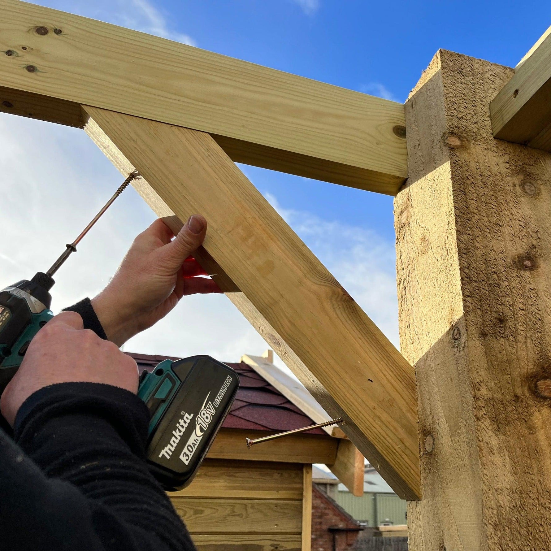 Heavy Duty Timber Box Pergola Complete DIY Kit, Tanalised Redwood Timber, various sizes.