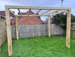 Heavy Duty Timber Box Pergola Complete DIY Kit, Tanalised Redwood Timber, various sizes.