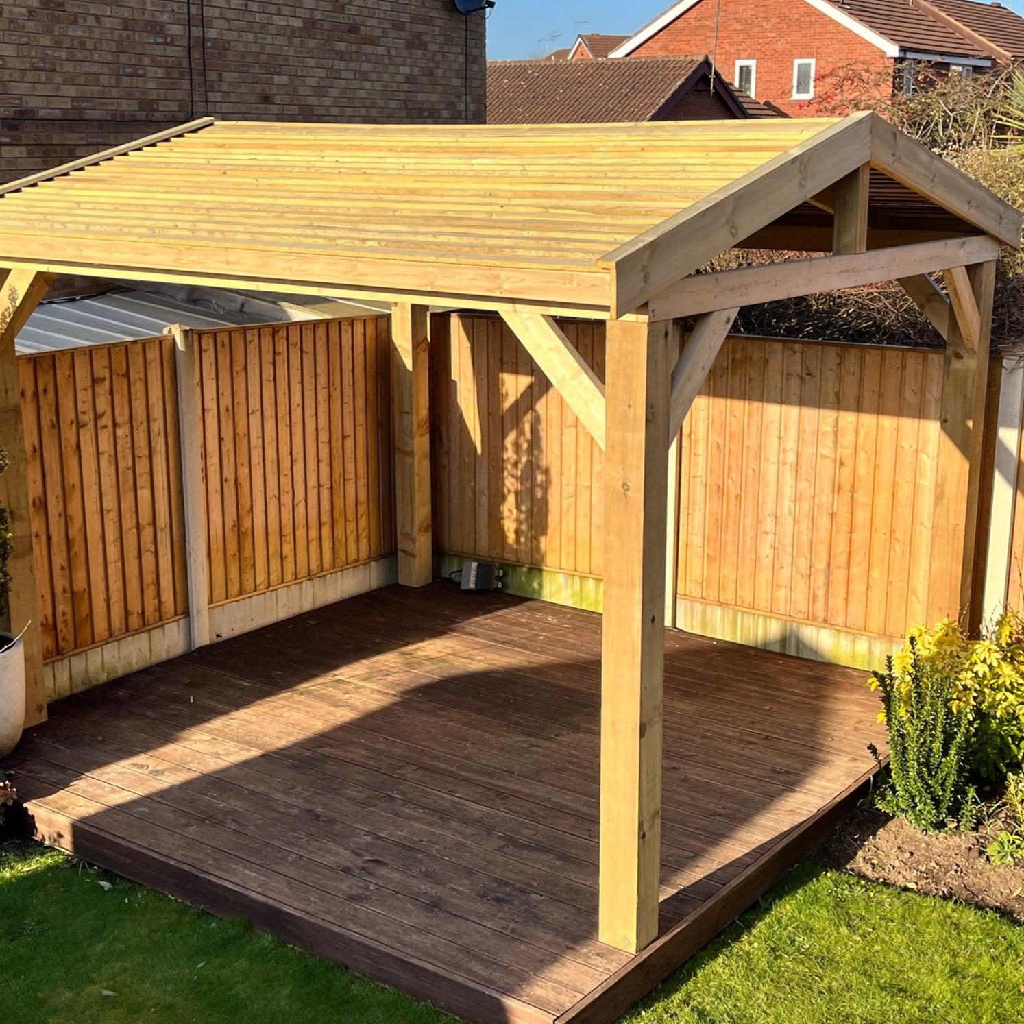 Heavy Duty Timber Gazebo DIY Kit | Feather edge | Felt Tile Roof ...