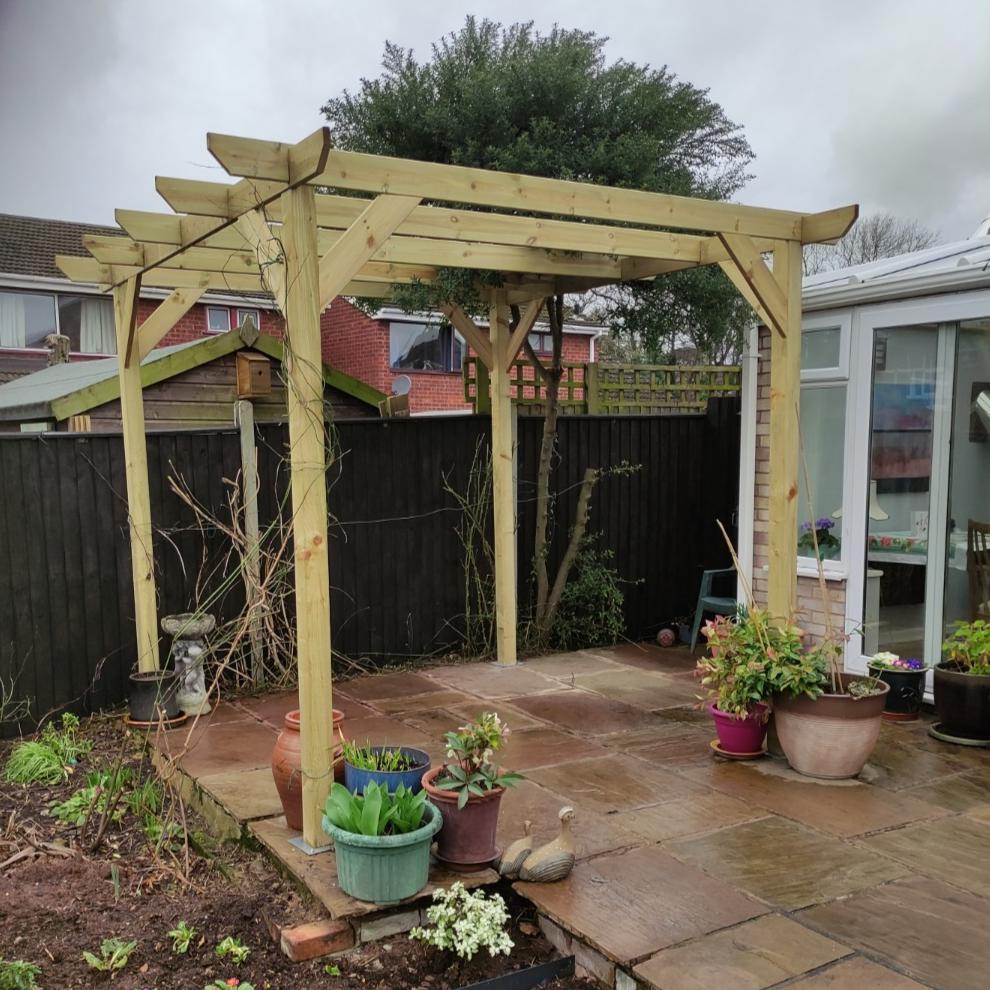 Heavy Duty Timber Pergola Complete DIY Kit, Quality Tanalised Redwood Timber, various sizes.