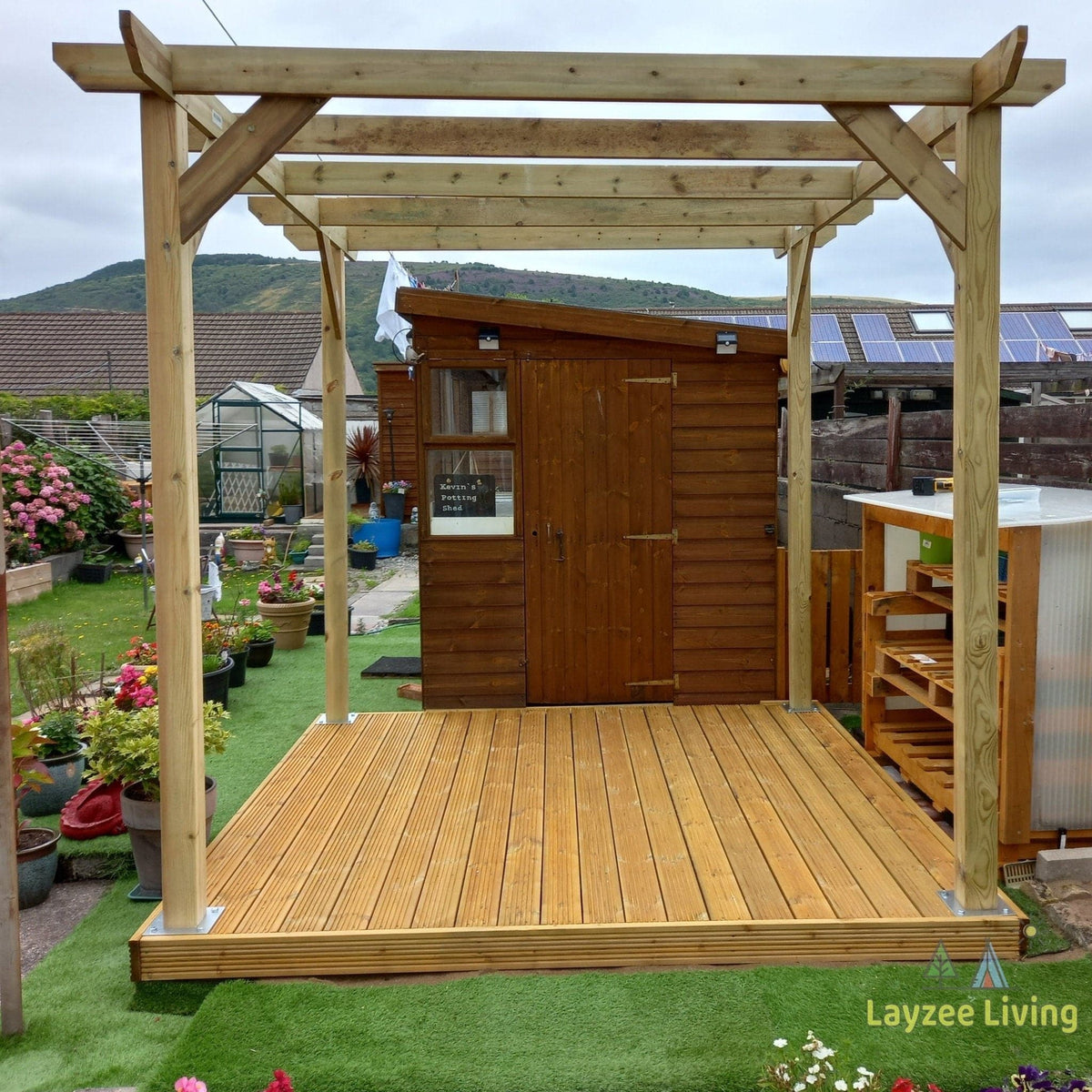 Heavy Duty Timber Pergola Complete DIY Kit, Quality Tanalised Redwood Timber, various sizes.