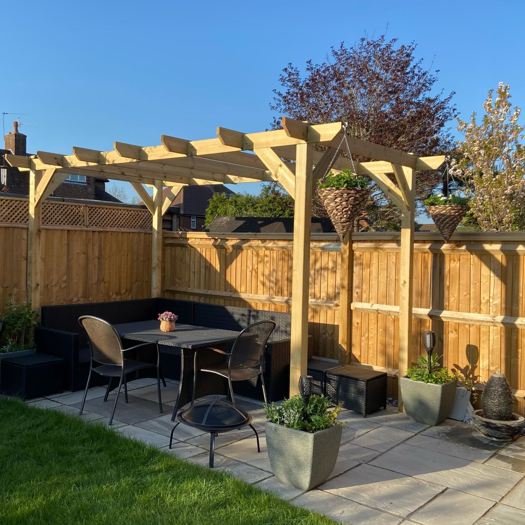 Heavy Duty Timber Pergola Complete DIY Kit, Quality Tanalised Redwood Timber, various sizes.