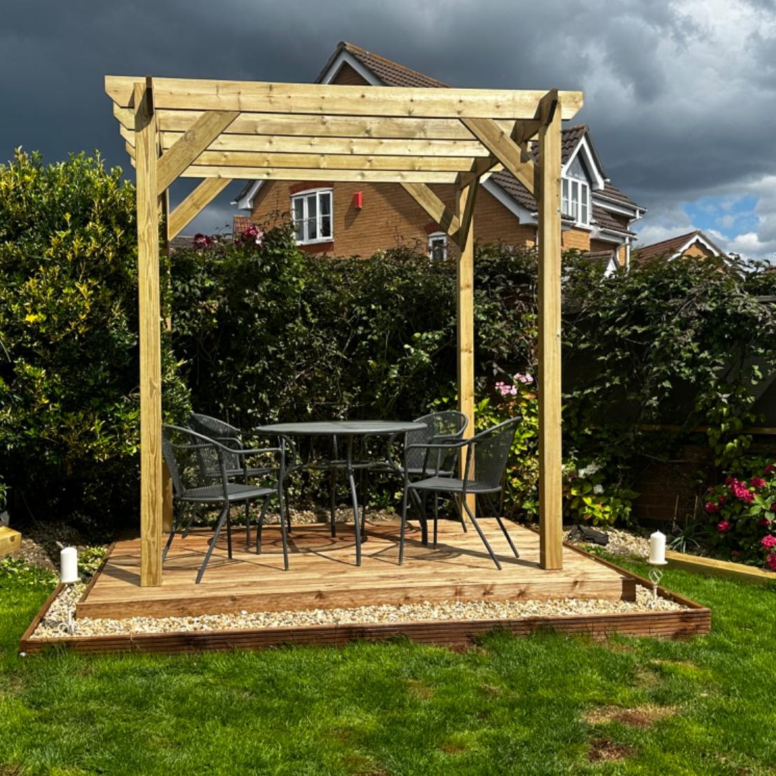 Heavy Duty Timber Pergola Complete DIY Kit, Quality Tanalised Redwood Timber, various sizes.