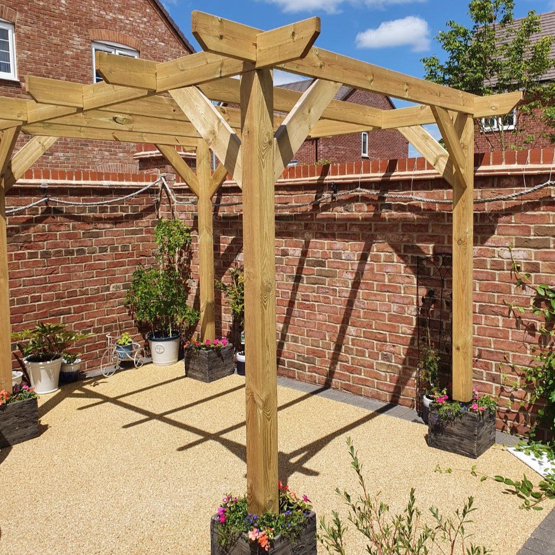 Heavy Duty Timber Pergola Complete DIY Kit, Quality Tanalised Redwood Timber, various sizes.