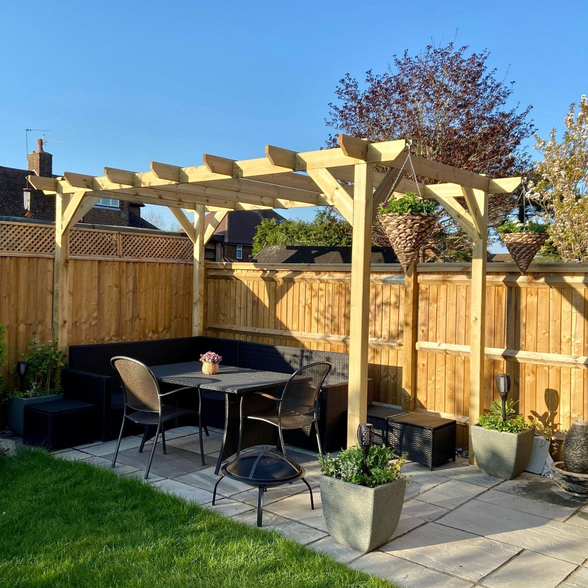 Heavy Duty Timber Pergola Complete DIY Kit, Quality Tanalised Redwood Timber, various sizes.