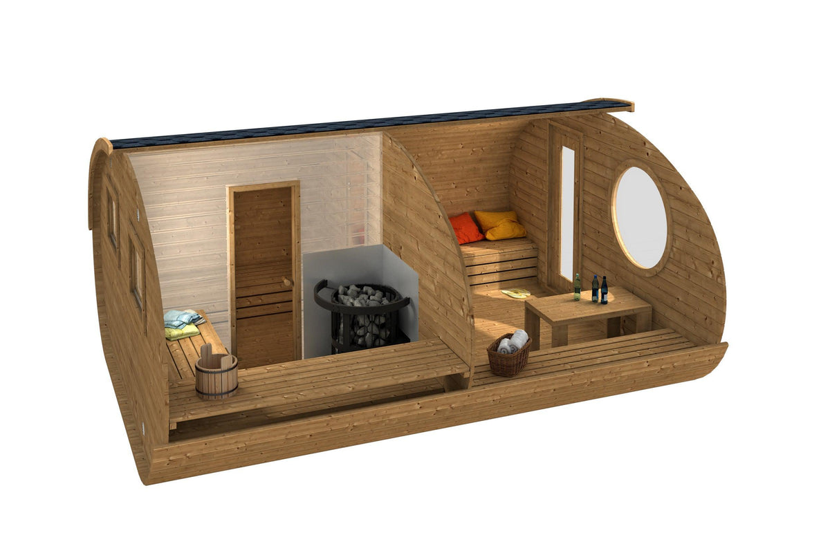 Hobbit Sauna, various sizes, Wood-Fired or Electric.