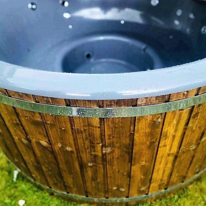 Large 200cm Wood Fired Hot Tub, External Heater, Fibreglass Liner.