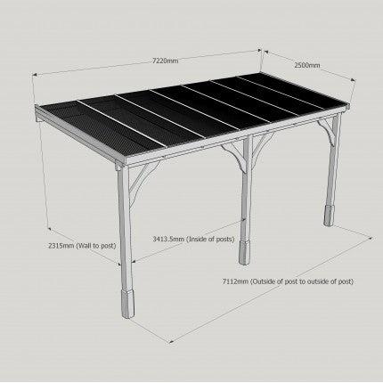 Polycarbonate Roof Lean-To Carport Gazebo Complete DIY Kit, Various Sizes