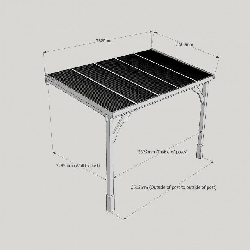 Polycarbonate Roof Lean-To Carport Gazebo Complete DIY Kit, Various Sizes