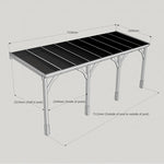 Polycarbonate Roof Lean-To Carport Gazebo Complete DIY Kit, Various Sizes