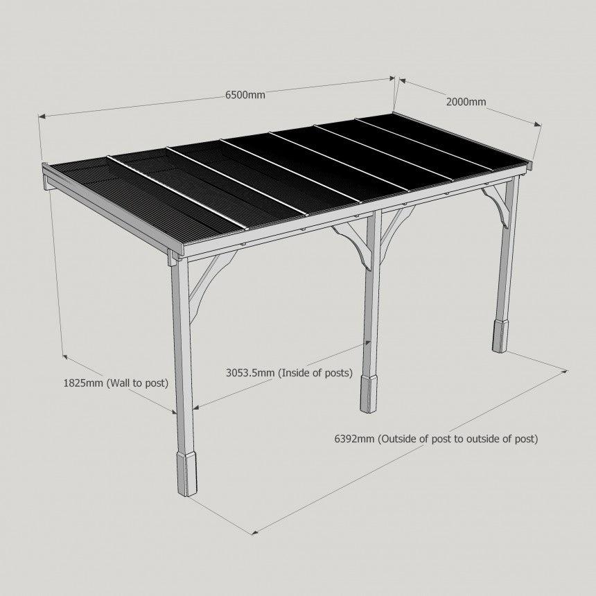 Polycarbonate Roof Lean-To Carport Gazebo Complete DIY Kit, Various Sizes