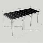 Polycarbonate Roof Lean-To Carport Gazebo Complete DIY Kit, Various Sizes