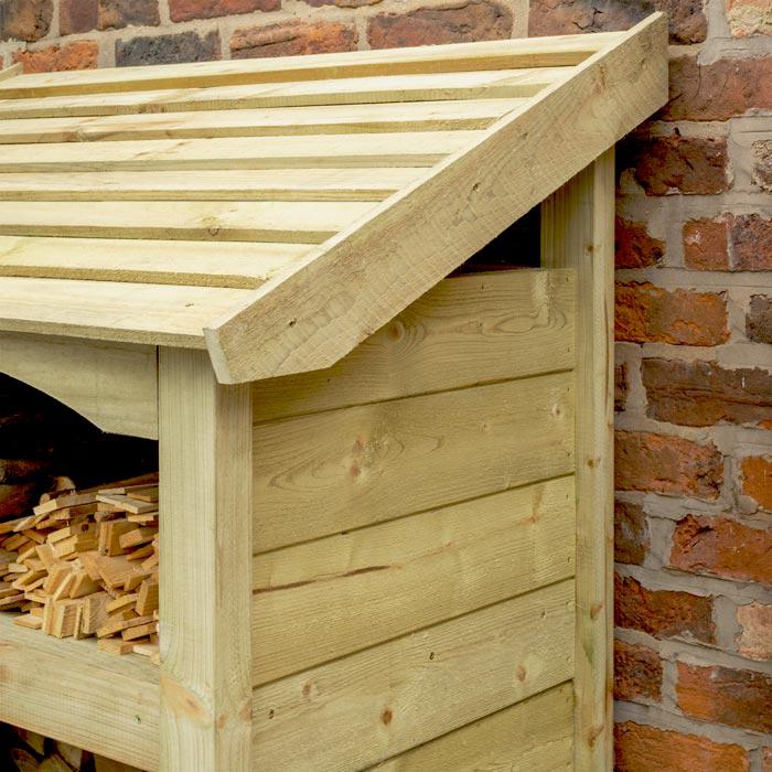 Premium Single log store with kindling shelf, tanalised timber