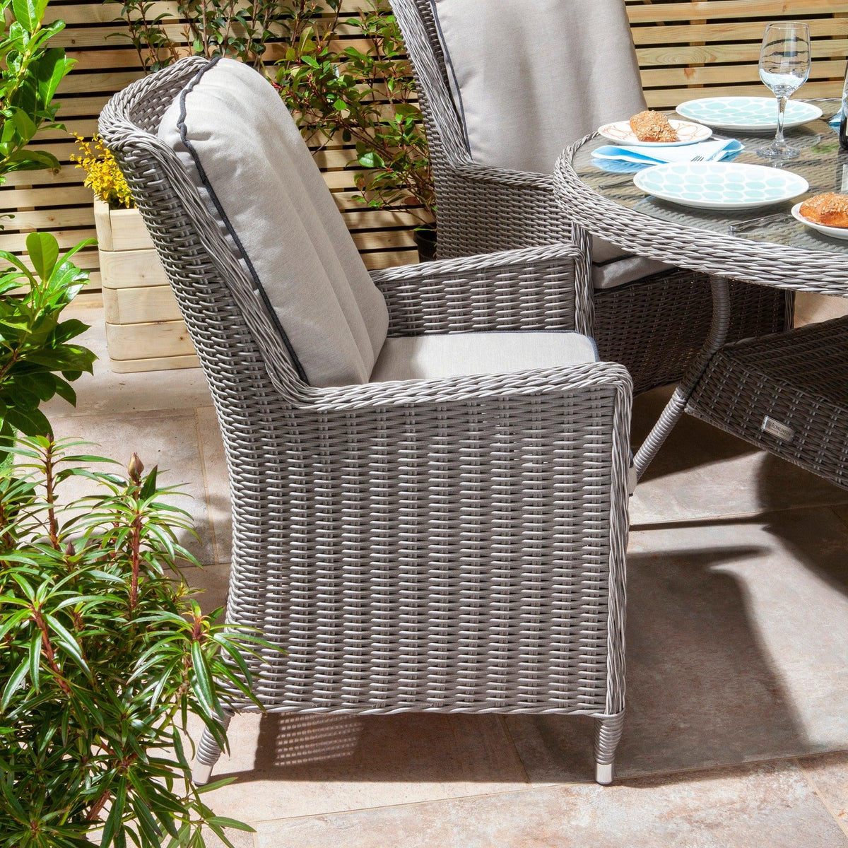 Rattan Effect Four Seater Dining Set - Two Colours