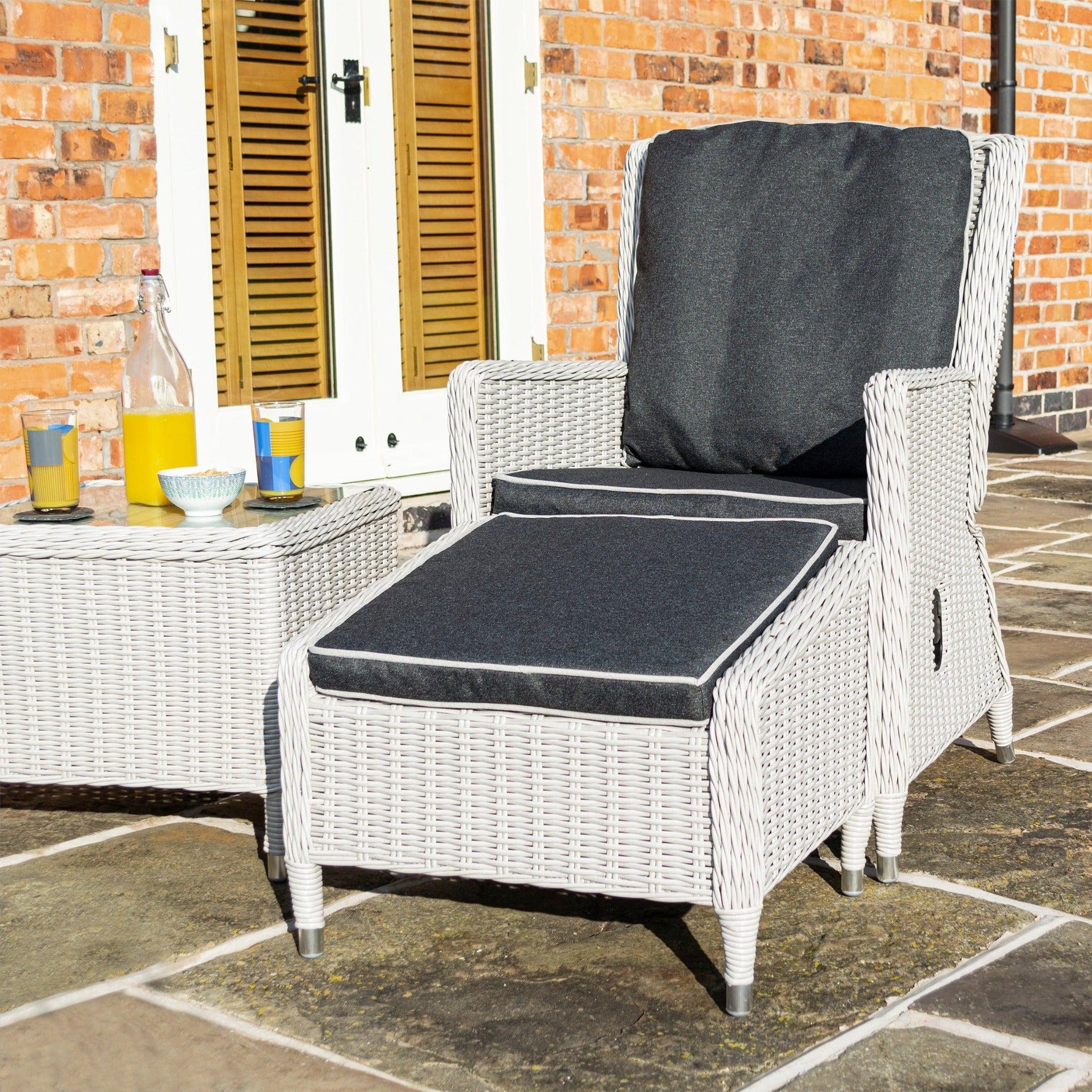 Rattan Effect Lounger Set - Two Colours