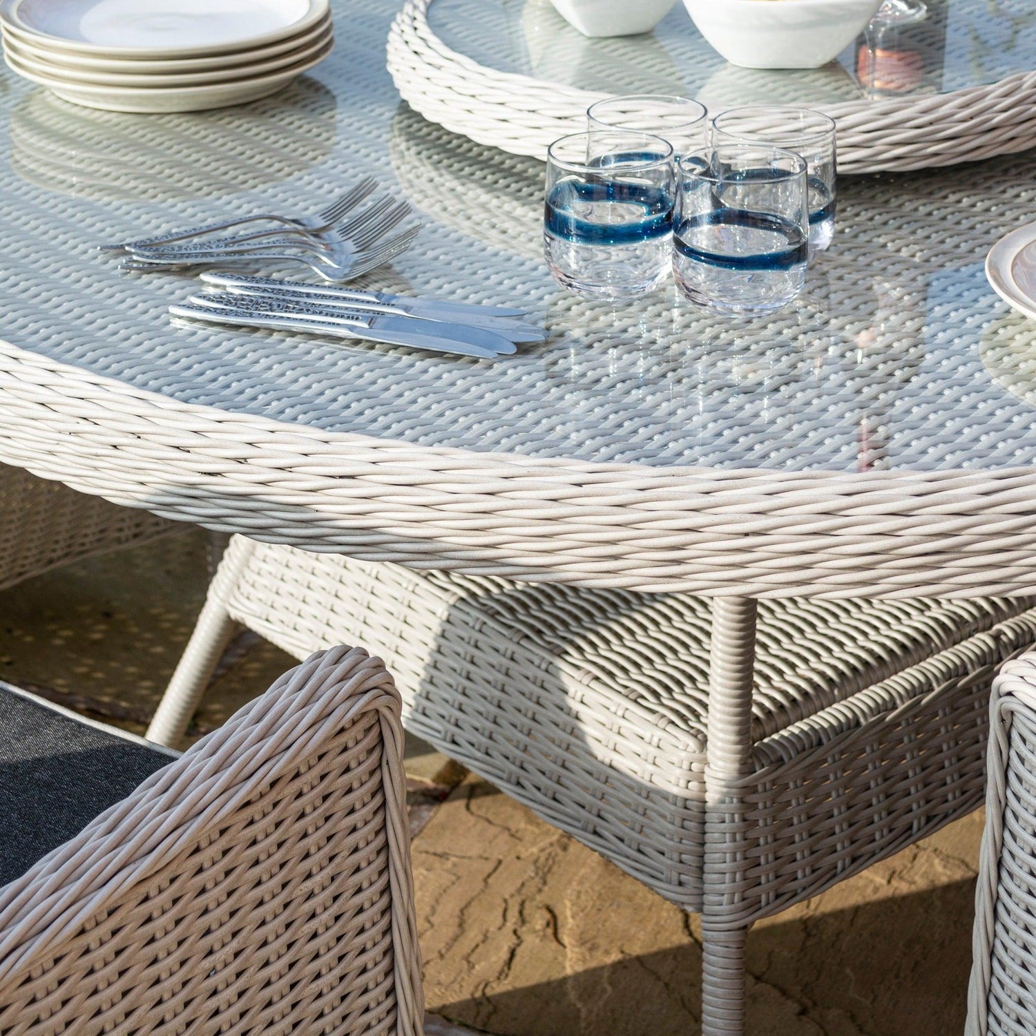 Rattan Effect Six Seater Dining Set - Two Colours