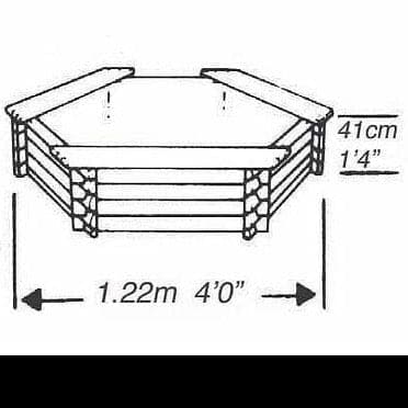 4ft 50 Gallon Hexagonal Wooden Norlog Pond, 1220mm wide, 410mm high