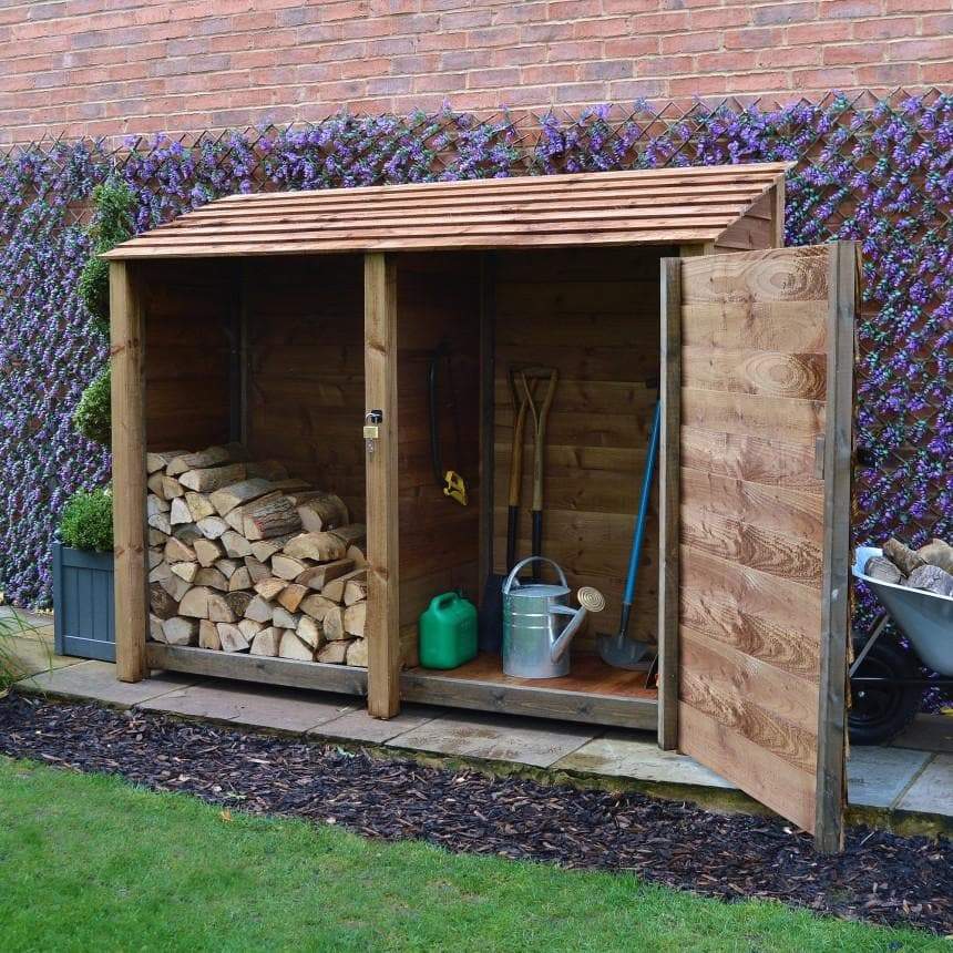 6ft Wooden Garden Tool Storage Cabinet and log store, tanalised timber, very sturdy & well sized