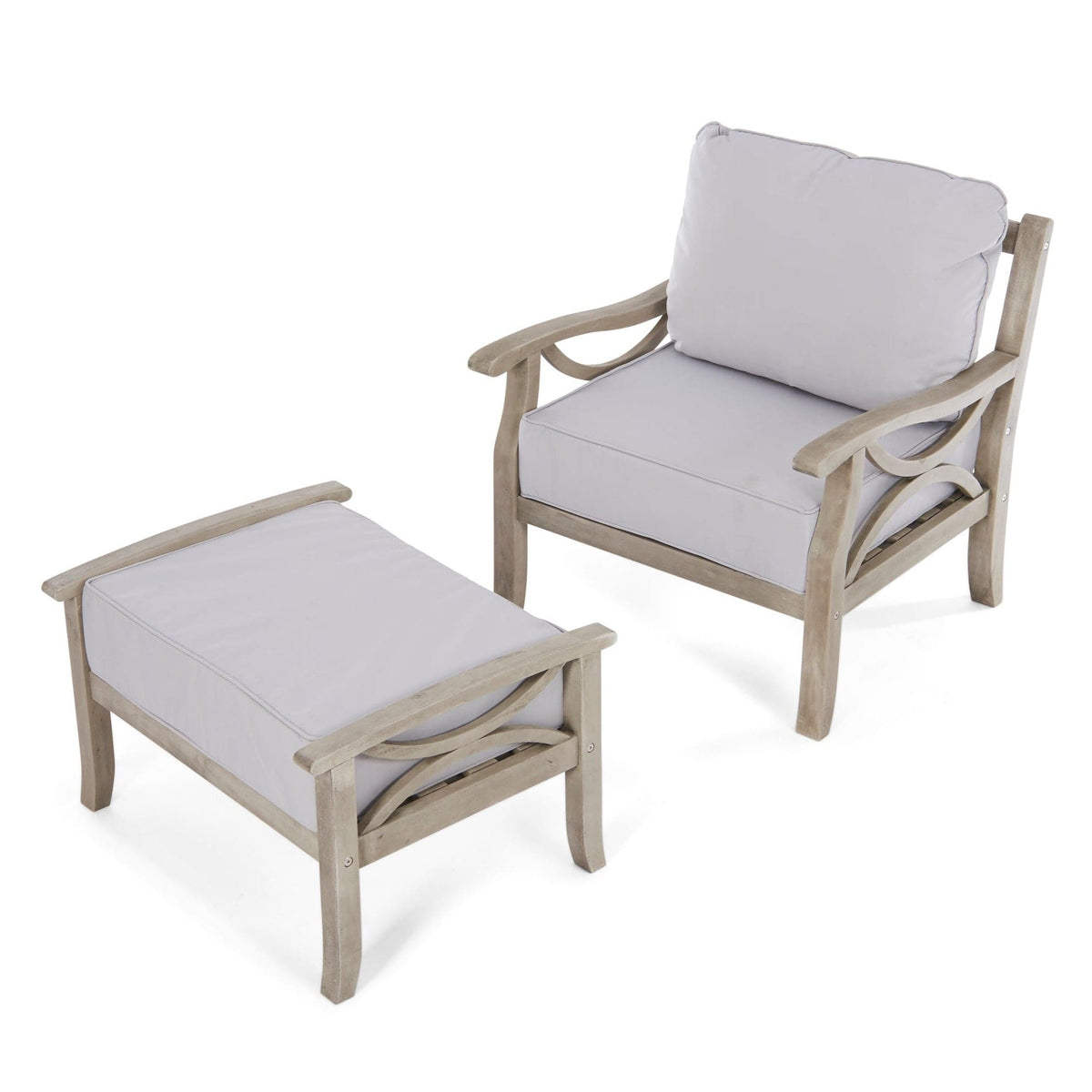 Acacia Hardwood Outdoor Armchair & Stool Set