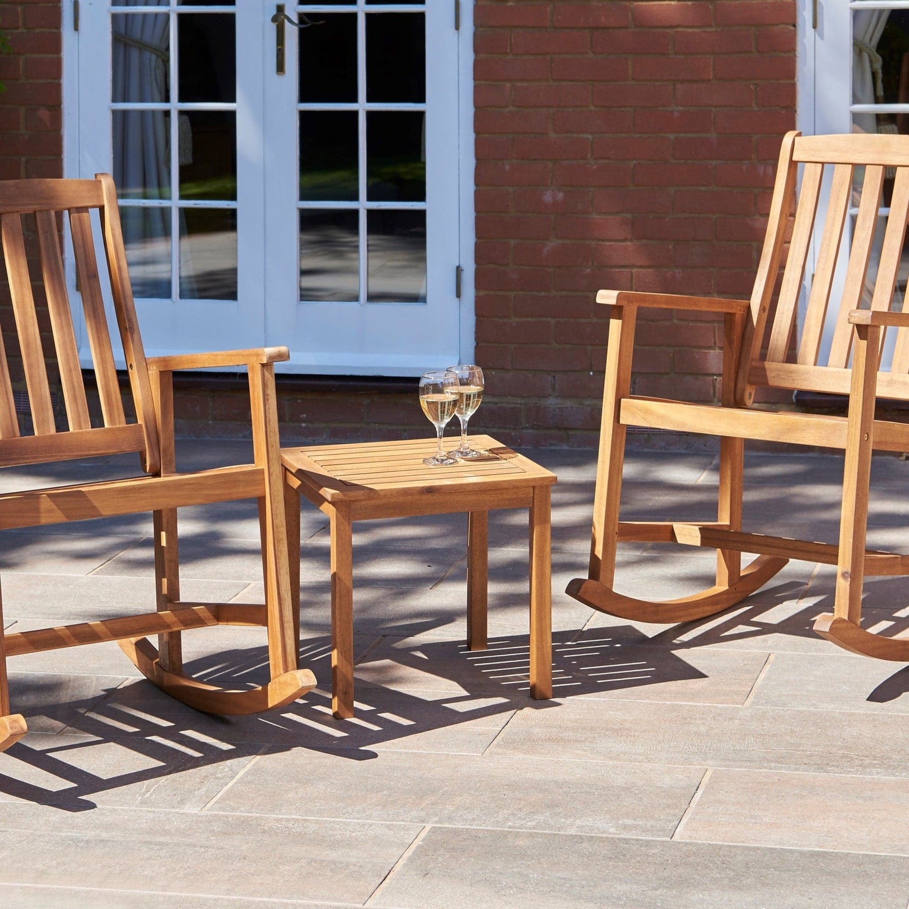 Acacia Hardwood Outdoor Rocking Chairs & Table Set