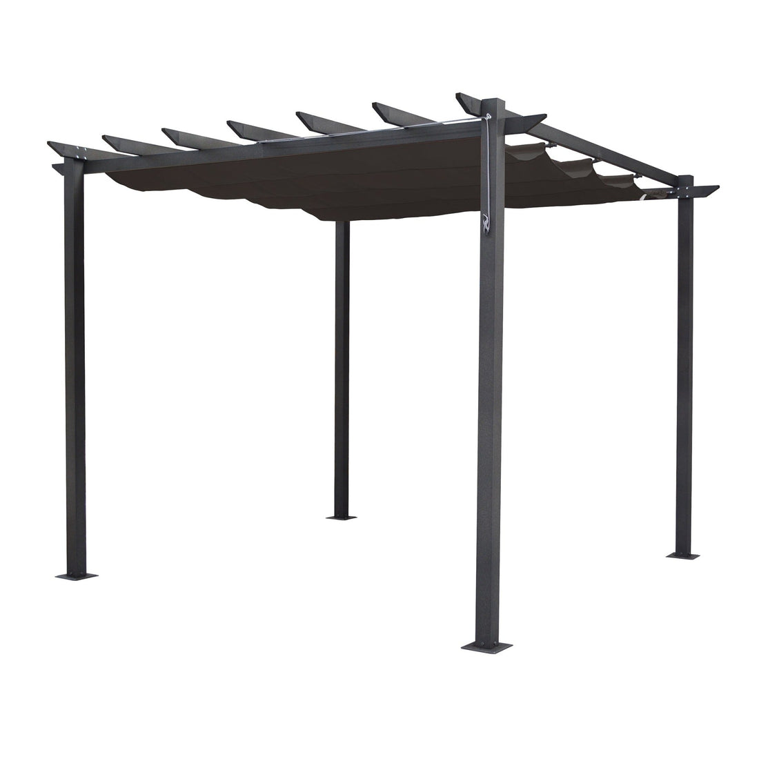 Aluminium Pergola with Retractable Polyester Roof, Gun-Metal Grey, 2 s ...