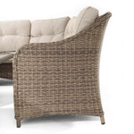 Hazel | Corner Sofa with Rising Table and 2 Benches in Brown Rattan