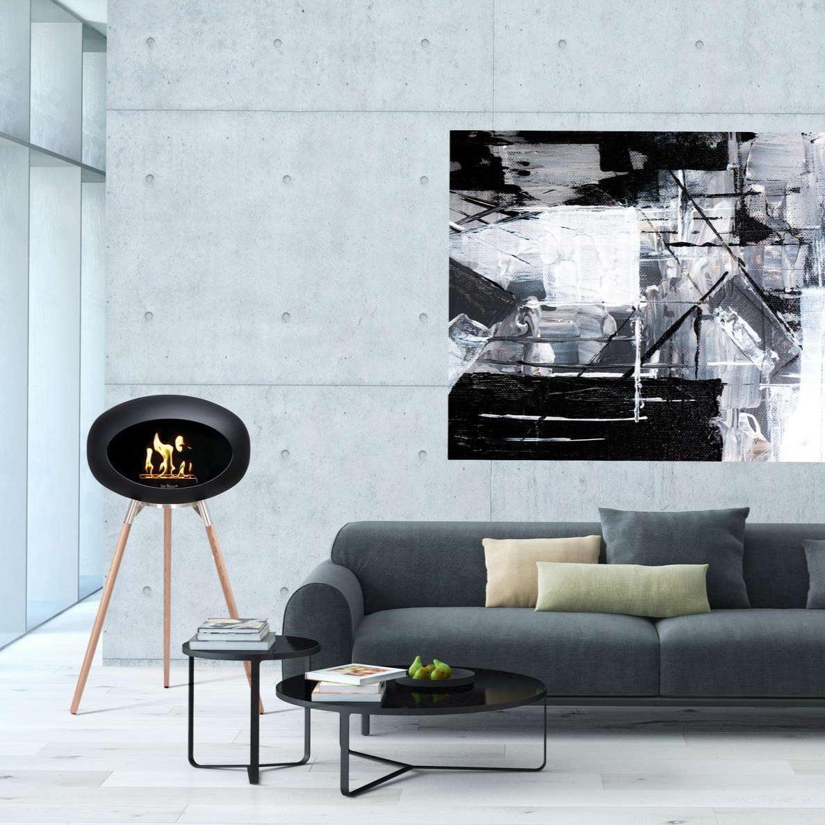 Le Feu GROUND WOOD HIGH Bio Ethanol Fireplace in Black