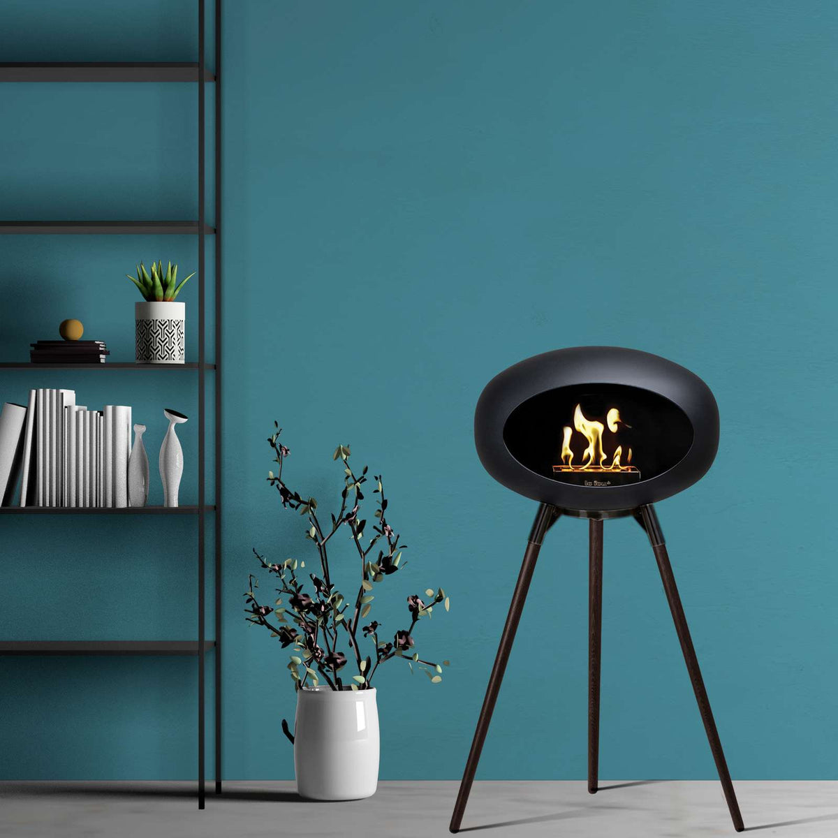 Le Feu GROUND WOOD HIGH Bio Ethanol Fireplace in Black