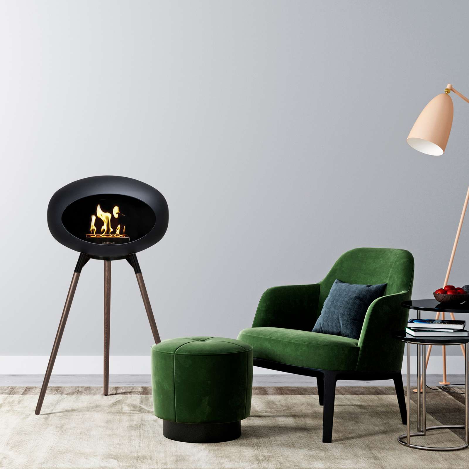 Le Feu GROUND WOOD HIGH Bio Ethanol Fireplace in Black