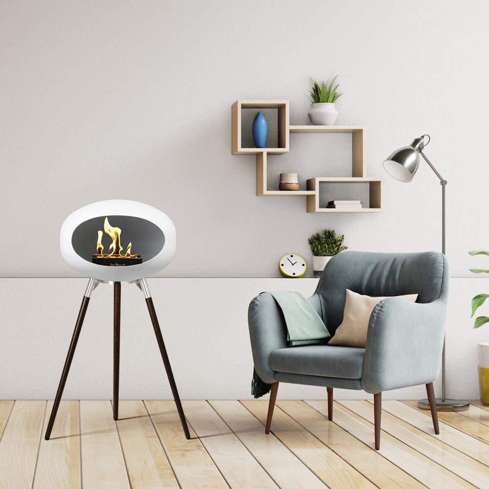 Le Feu GROUND WOOD HIGH Bio Ethanol Fireplace in White