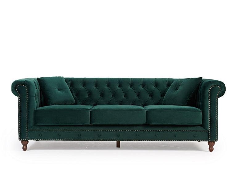 Mark Harris Montrose Green Plush 3-Seater Sofa