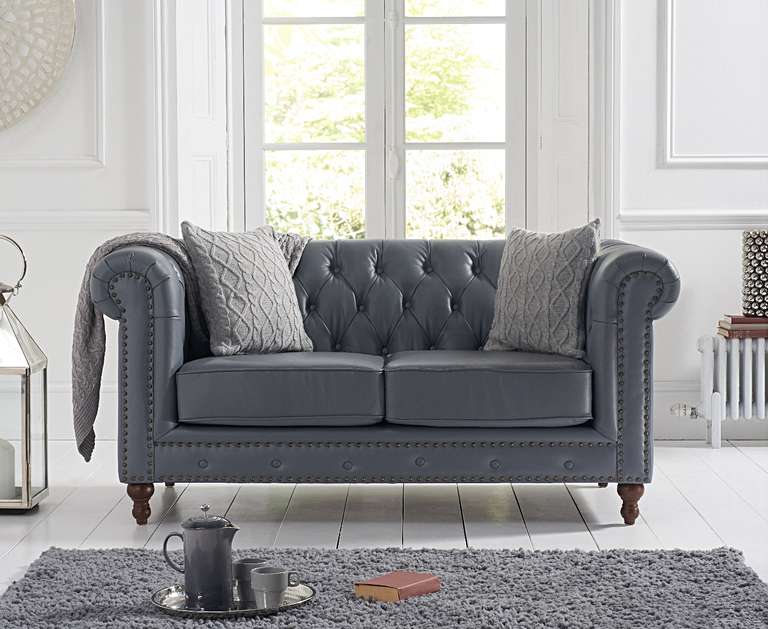 Mark Harris Montrose Grey Leather 2-Seater Sofa