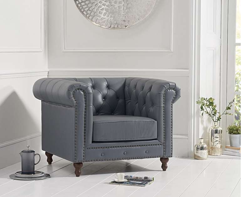 Mark Harris Montrose Grey Leather Armchair