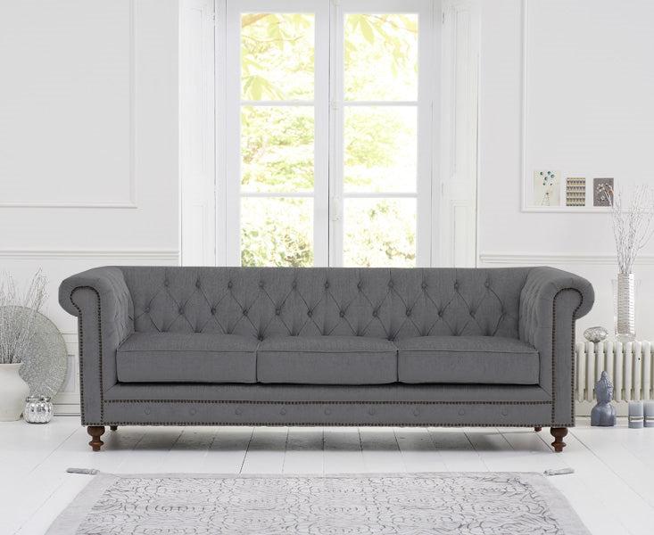 Mark Harris Montrose Grey Linen Fabric 3-seater Sofa