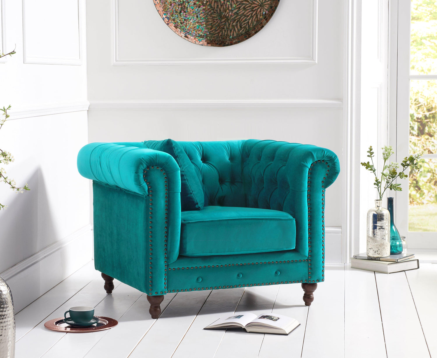 Mark Harris Montrose Teal Plush Armchair