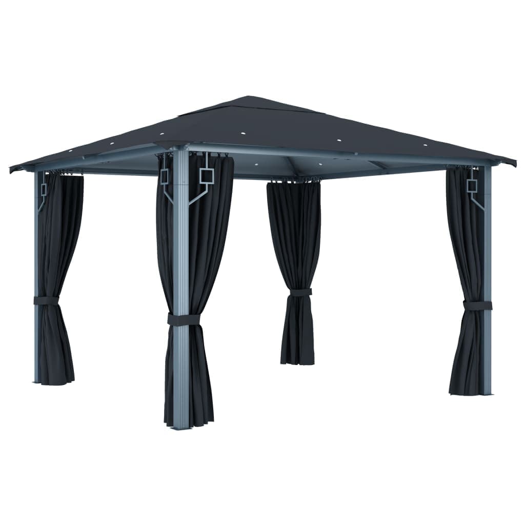 Quality, Strong Gazebo with solid roof & Curtains 400x300cm Anthracite colour, Aluminium